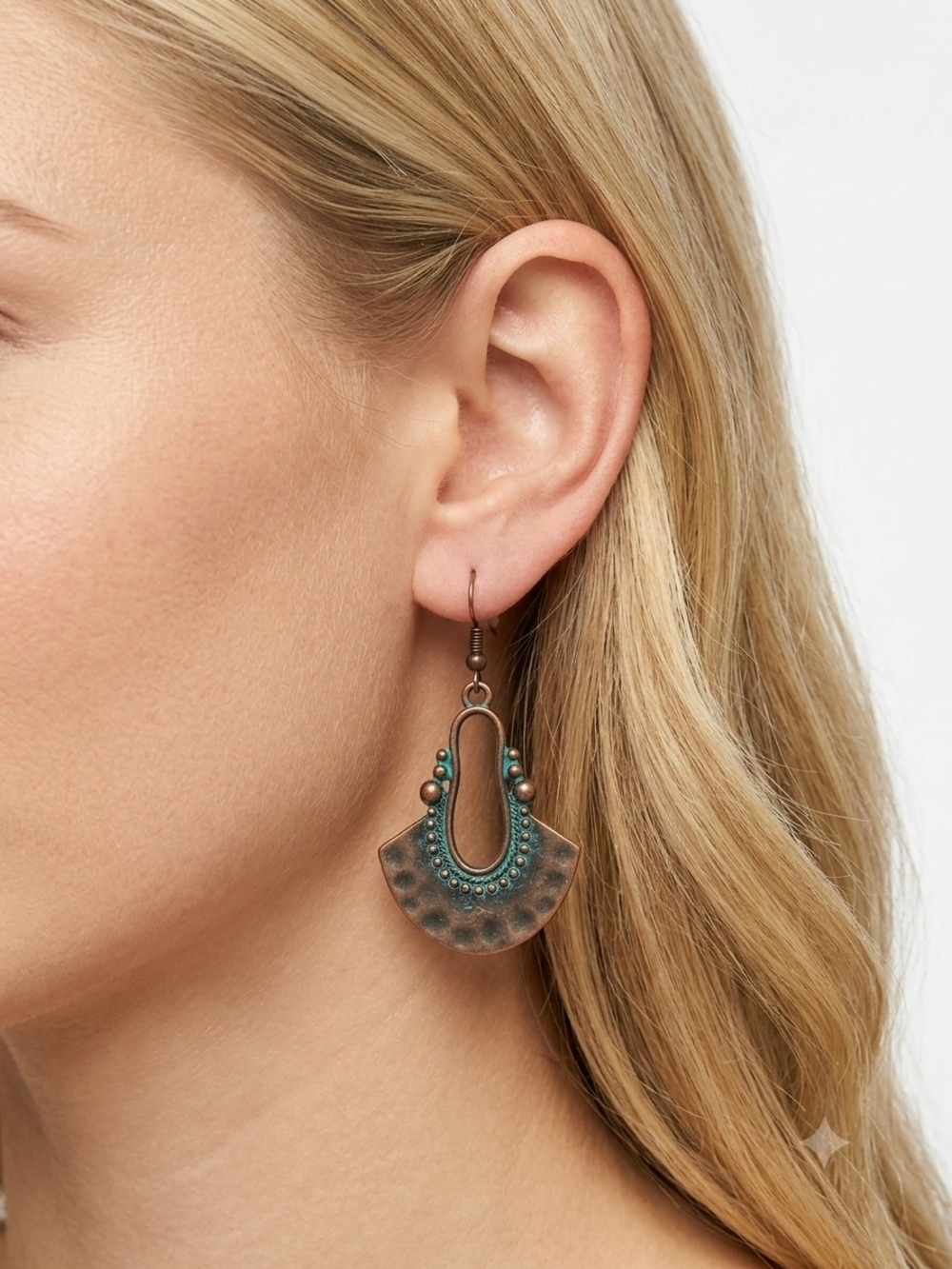 Bohemian Turquoise Copper Drop Earrings Blue Brown Lightweight Festival Feminine